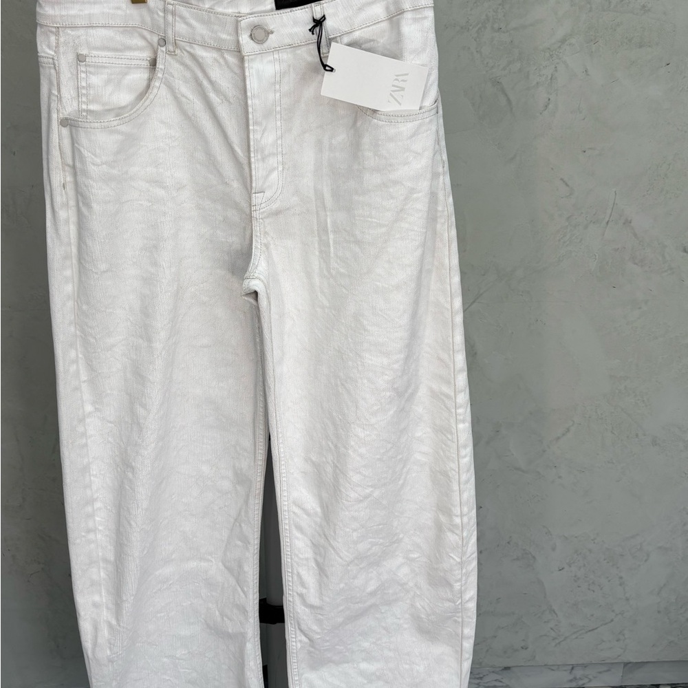 Zara Men's Crisp White Straight Jeans